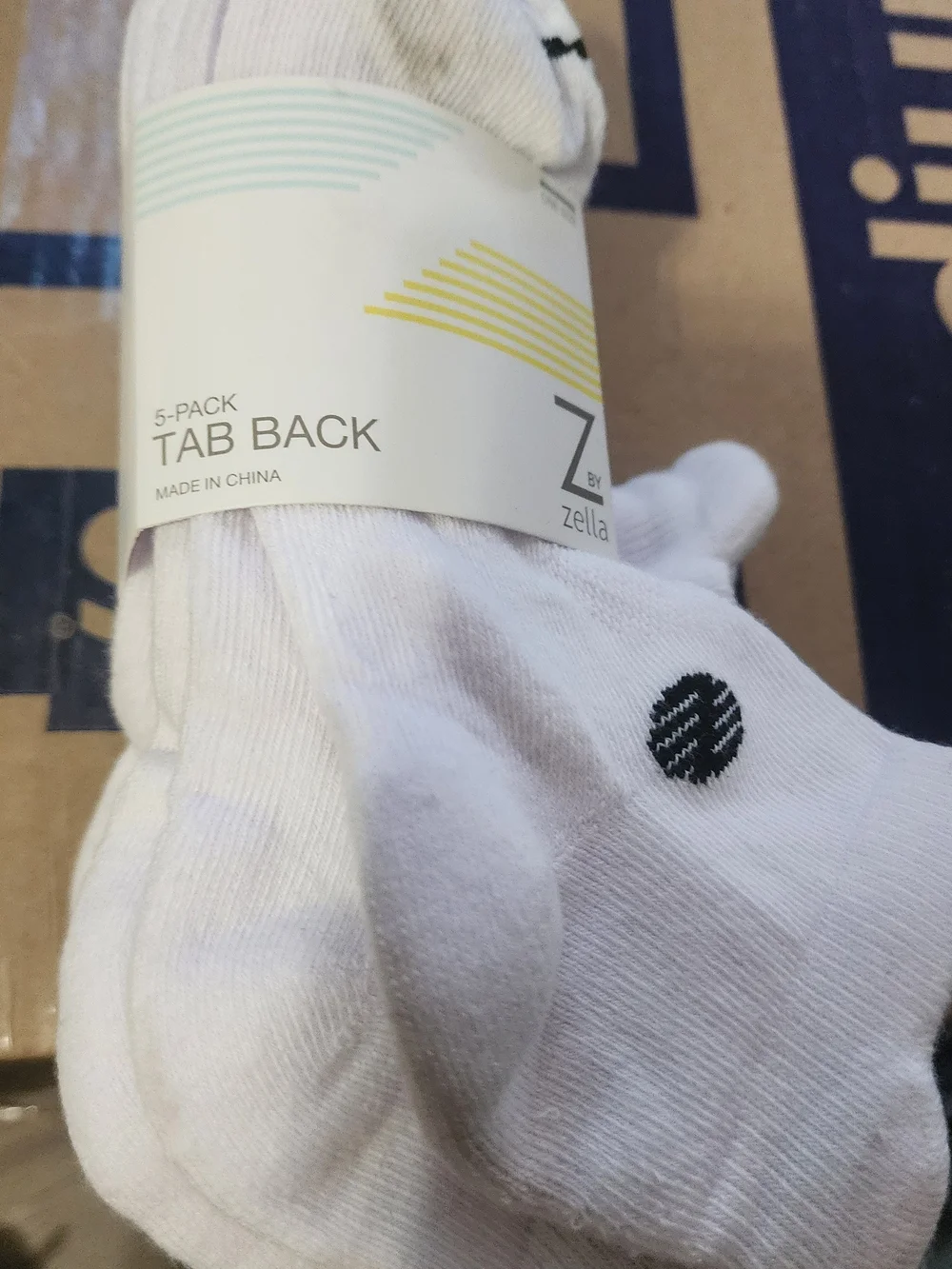 Nordstrom Zella White Athletic Socks with Black Logo Sz O/S NWT